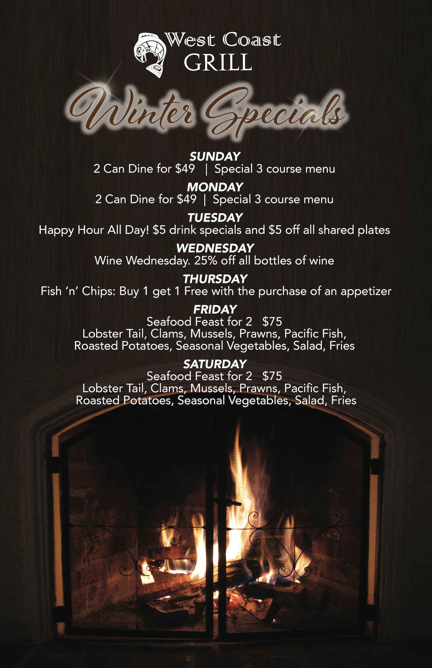 Sooke BC Menus West Coast Grill